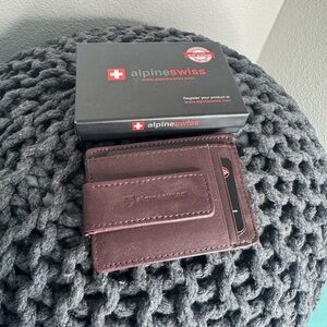 Alpine Swiss Dark Brown Leather Card Holder